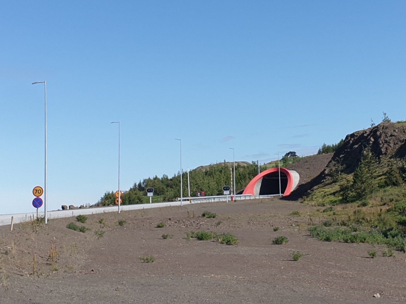 The western entrance of Vaðlaheiðargöng, the road tunnel east of Akureyri on Route 1